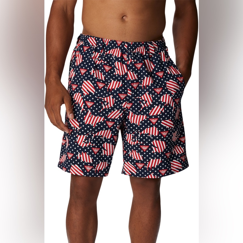 Columbia PFG Super‎ Backcast Water Shorts – Patriotic Fish Print 🇺🇸🐟